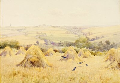 View of a Cornfield with Rooks by Harry E. James